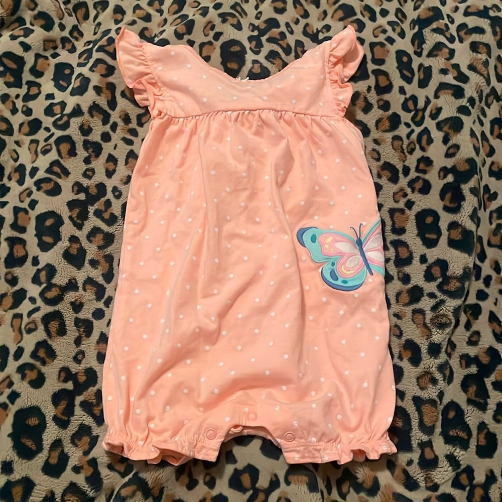 Carters 24m peach polka dot butterfly romper